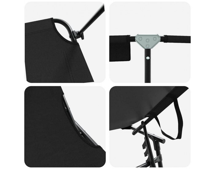 Sonata H Сгъваем шезлонг 2-човек 2 pcs Черно 56 x 190 x 81cm текстил