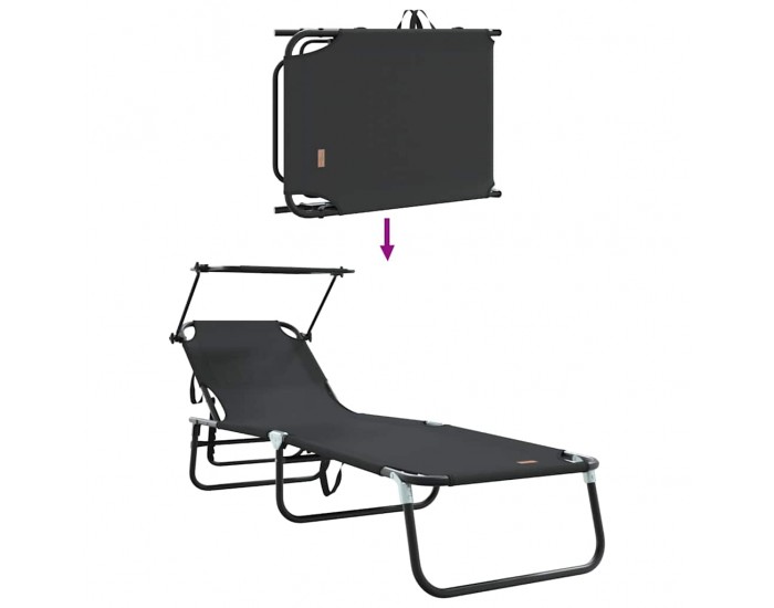 Sonata H Сгъваем шезлонг 2-човек 2 pcs Черно 56 x 190 x 81cm текстил