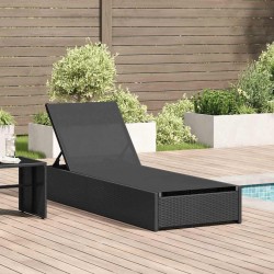 Sonata H Шезлонг с възглавница 1-човек Черно 60 x 200 x 27см полиратан - Шезлонги