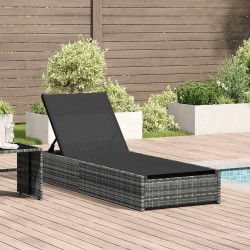 Sonata H Шезлонг с възглавница 1-човек Сив 60 x 200 x 27см полиратан - Шезлонги