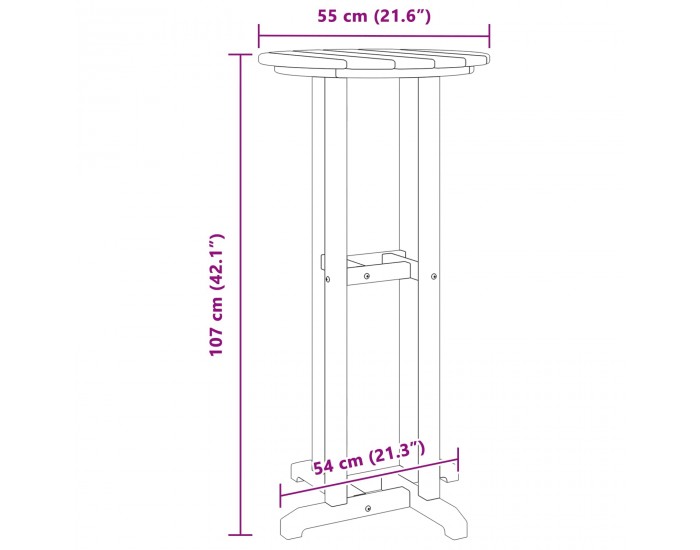 Sonata H Бар маса Светлосиво 55 x 55 x 107 cm HDPE