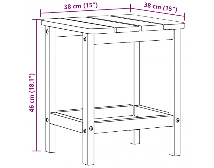 Sonata H Странична маса Adirondack Бяло 38 x 38 x 46 см HDPE
