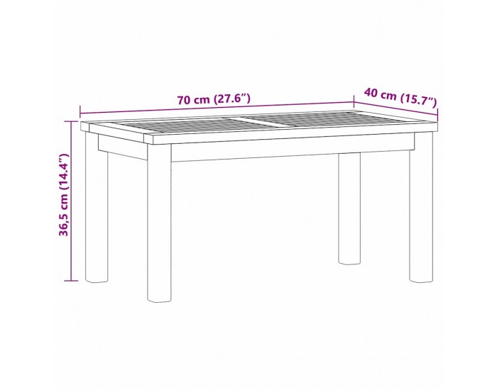 Sonata H Масичка за кафе Кафяво 70 x 40 x 36 cm Тиково дърво масив
