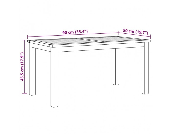Sonata H Масичка за кафе Кафяво 90 x 50 x 45.5 см Тиково дърво масив