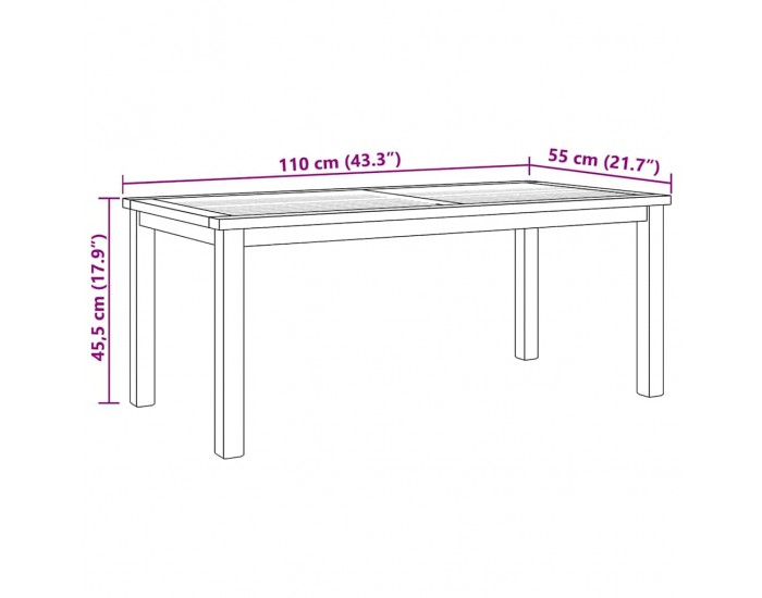 Sonata H Масичка за кафе Кафяво 110 x 55 x 45 cm Тиково дърво масив