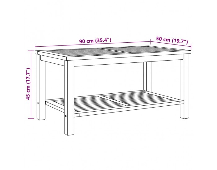 Sonata H Масичка за кафе Кафяво 90 x 50 x 45 cm Тиково дърво масив