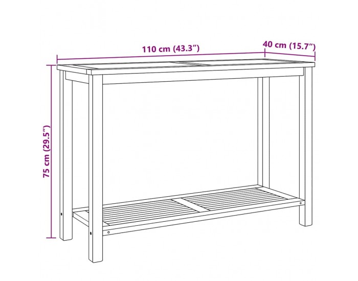 Sonata H Масичка за кафе Кафяво 110 x 40 x 45 cm Тиково дърво масив