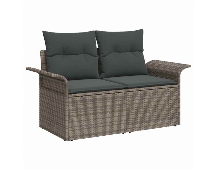 Sonata H Сет от 7 части за градинско канапе с възглавници Сиво Полиратан