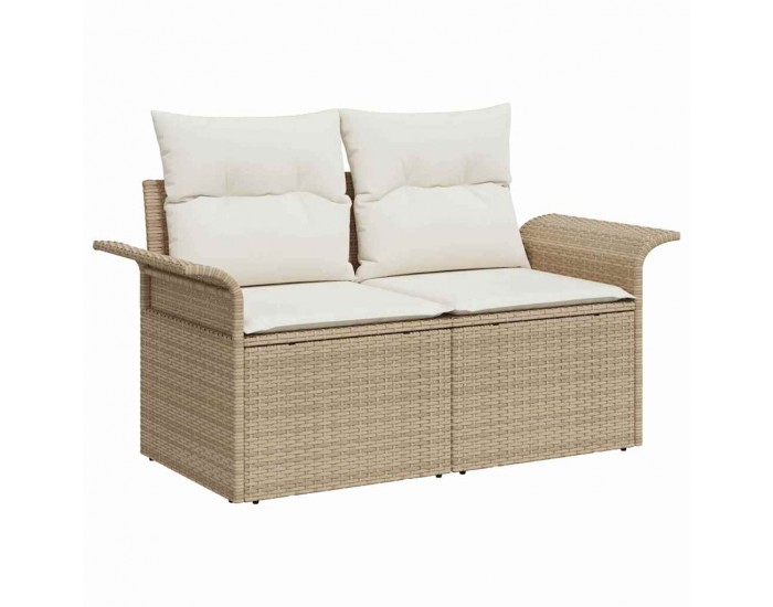 Sonata H Комплект от 8 части градински диван с възглавници бежов полиратан