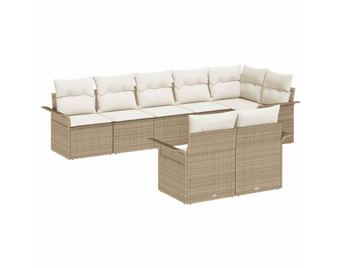 Sonata H Комплект от 8 части градински диван с възглавници бежов полиратан