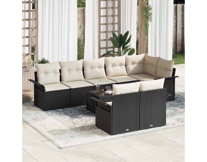 Sonata H Комплект от 8 части градински диван с възглавници Brown Poly Rattan
