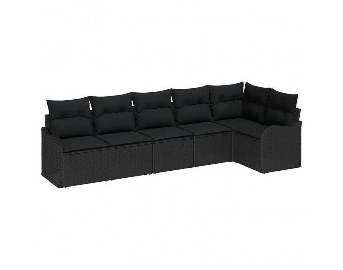 Комплект градински диван Sonata H 6 части с възглавници Черен поли ратан