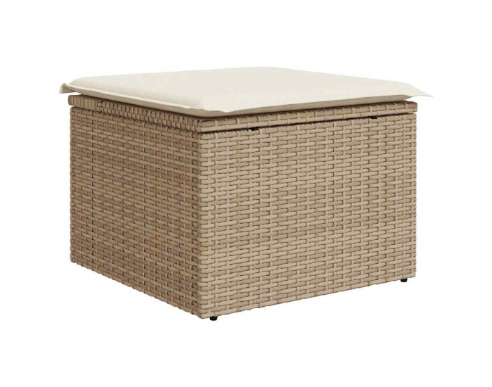 Комплект от 9 Части Градински Диван с Възглавници Кафяв Поли Ратан