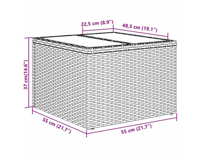 Комплект от 9 Части Градински Диван с Възглавници Кафяв Поли Ратан