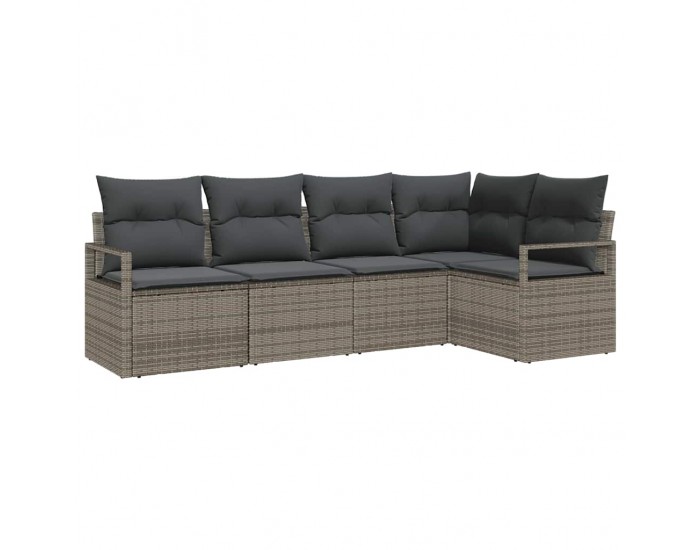 Комплект градински диван Sonata H с възглавници Сив Полиестерен ратан