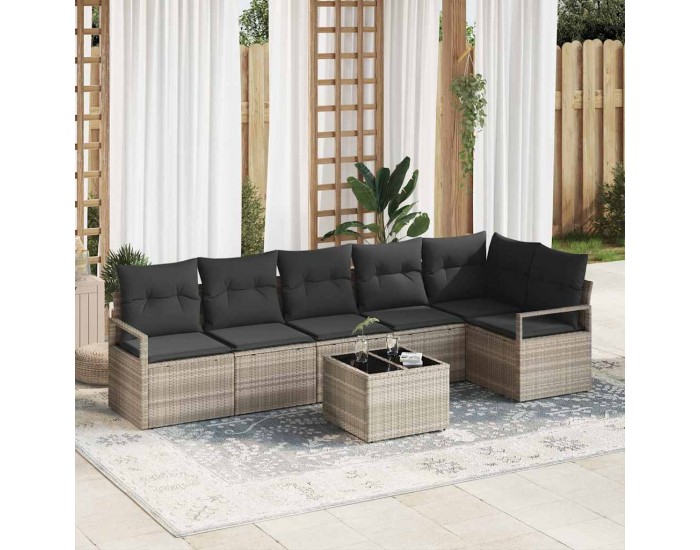 Комплект градински диван Sonata H с възглавници светлосив полиратан