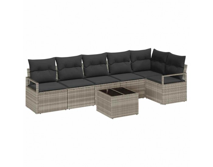 Комплект градински диван Sonata H с възглавници светлосив полиратан