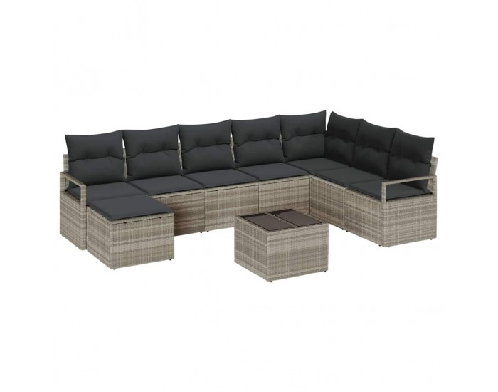 Четириместен градински диван Sonata H с възглавници сив поли ратан