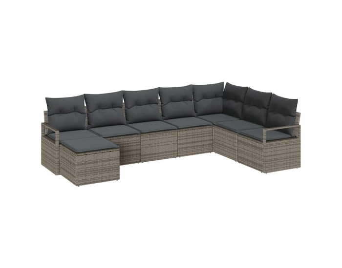 Комплект от 8 части за градински диван Sonata H с възглавници Сив Полиратан