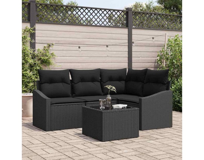 Sonata H Комплект от 5 градински дивани с възглавници бежов поли ратан