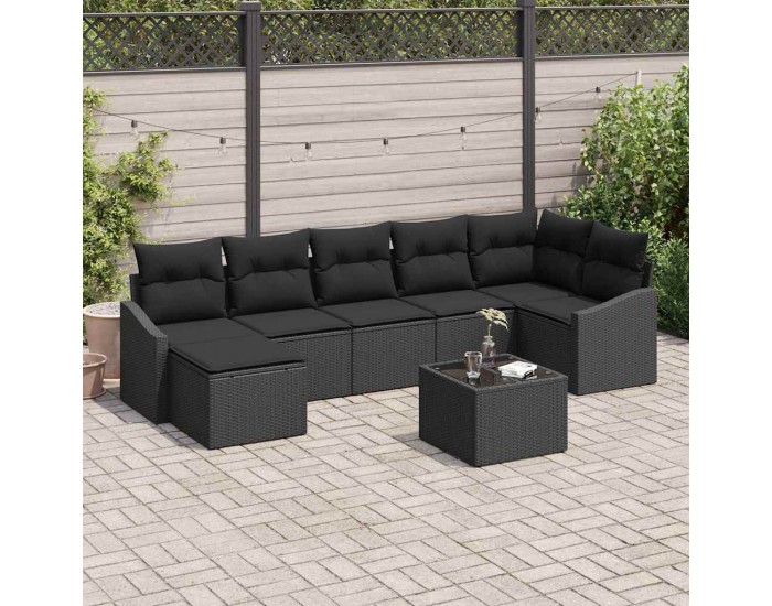 Sonata H Комплект от 8 части градински диван с възглавници бежов полиратан