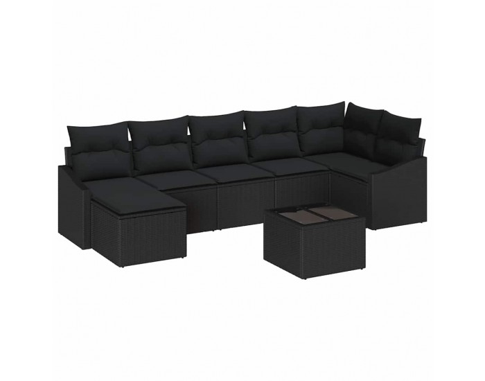 Sonata H Комплект от 8 части градински диван с възглавници бежов полиратан