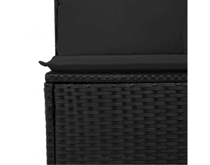 Sonata H Комплект от 6 части градински диван с възглавници черен полиратан