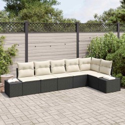 Sonata H 6 Piece Garden Sofa Set with Cushions Black Poly Rattan - Sonata H