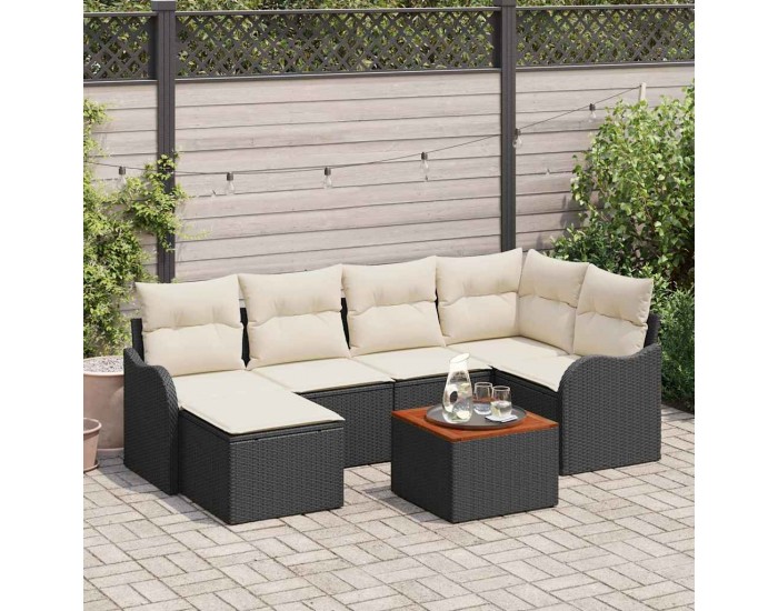 Комплект градински диван Sonata H с възглавници Черен полирана ракия