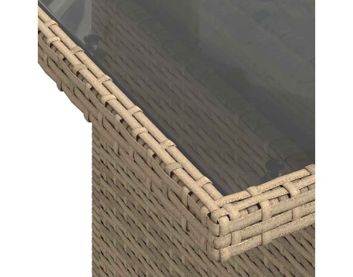 5-частов комплект градински дивани с възглавници Бежов полиретан