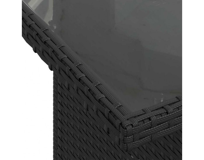 Комплект градински диван Sonata H с 9 части с възглавници Черен полиратан