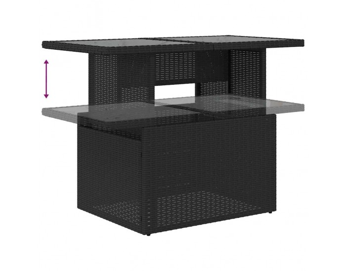 Комплект градински диван Sonata H с 9 части с възглавници Черен полиратан