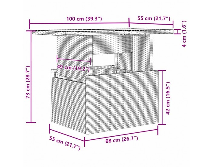 Комплект градински диван Sonata H с 9 части с възглавници Черен полиратан