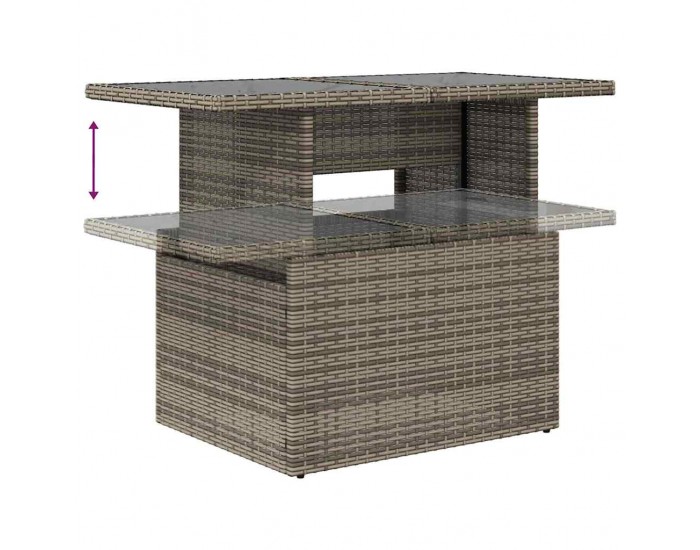 Комплект градински дивани Sonata H от 10 части с възглавници в сив поли ратан