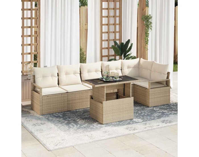 градински диван комплект Sonata H с възглавници бежов полиротан