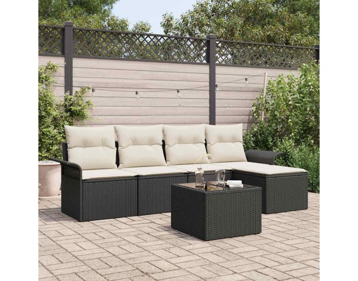 Комплект градински диван Sonata H от 5 части с възглавници кафяв полиратан