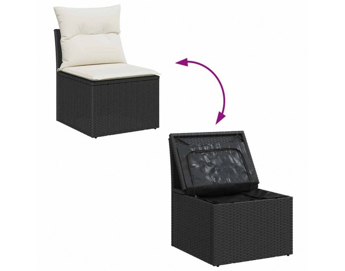 Комплект градински диван Sonata H от 5 части с възглавници кафяв полиратан