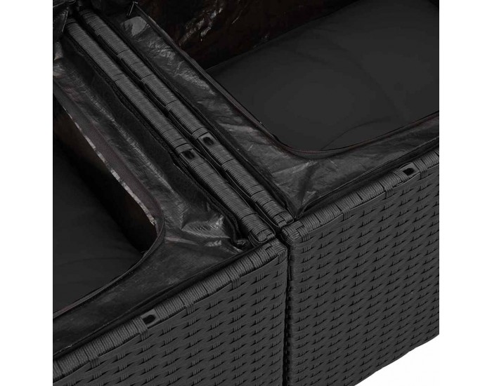 Sonata H Комплект от 6 части градински диван с възглавници Черен полиратан