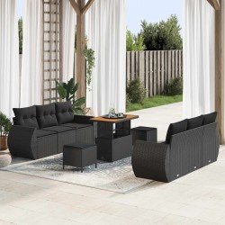 Sonata H Градински Софа Комплект 9 pcs Черно 90 x 55 x 71 cm - Градински Дивани и Пейки