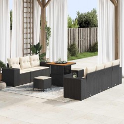 Sonata H Градински Софа Комплект 10 pcs Черен и кремав 80 x 80 x 71 cm - Градински Дивани и Пейки