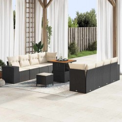 Sonata H Градински Софа Комплект 11 pcs Черен и кремав 80 x 80 x 71 cm - Градински Дивани и Пейки