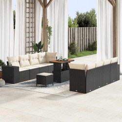 Sonata H Градински Софа Комплект 11 pcs Черен и кремав 90 x 55 x 71 cm - Градински Дивани и Пейки