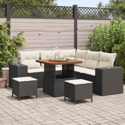 Sonata H Градински Софа Комплект 8 pcs Черен и кремав 80 x 80 x 71 cm - Градински Дивани и Пейки