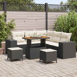 Sonata H Градински Софа Комплект 8 pcs Черен и кремав 90 x 55 x 71 cm - Градински Дивани и Пейки