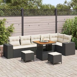 Sonata H Градински Софа Комплект 9 pcs Черен и кремав 80 x 80 x 71 cm - Градински Дивани и Пейки