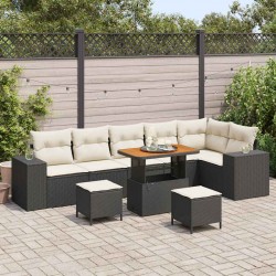 Sonata H Градински Софа Комплект 9 pcs Черен и кремав 90 x 55 x 71 cm - Градински Дивани и Пейки