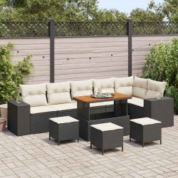 Sonata H Градински Софа Комплект 10 pcs Черен и кремав 110 x 55 x 71 см - Градински Дивани и Пейки