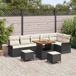 Sonata H Градински Софа Комплект 9 pcs Черен и кремав 80 x 80 x 71 cm - Градински Дивани и Пейки