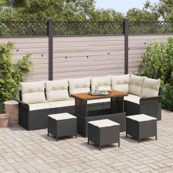 Sonata H Градински Софа Комплект 10 pcs Черен и кремав 110 x 55 x 71 см - Градински Дивани и Пейки