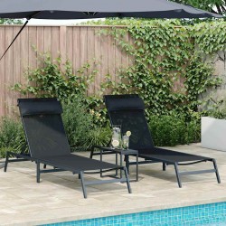 Sonata H Шезлонги с маса 2-човек 3 pcs Черен и антрацит 197 x 54 x 86 см - Шезлонги